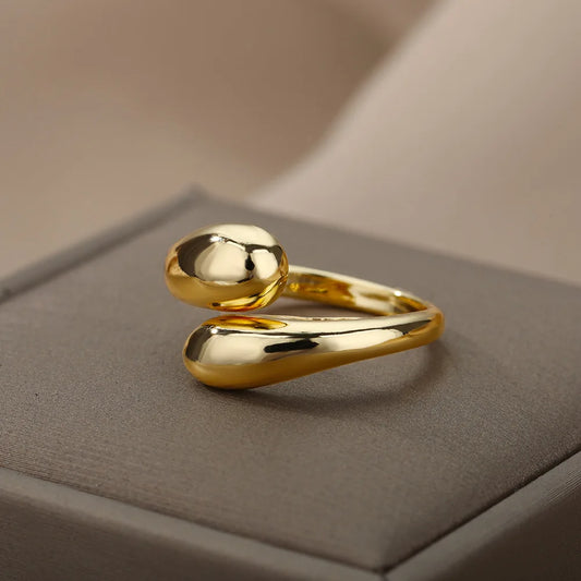 Vintage Ring Dråpeformet Gull og Sølv