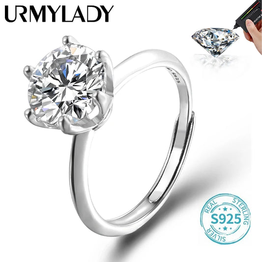 Justerbar Moissanite-ring i 925 sølv