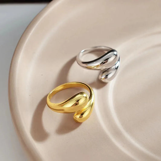 Vintage Ring Dråpeformet Gull og Sølv