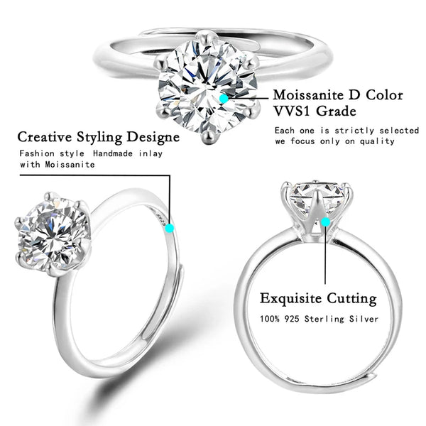 Strålende Justerbar Moissanite-ring